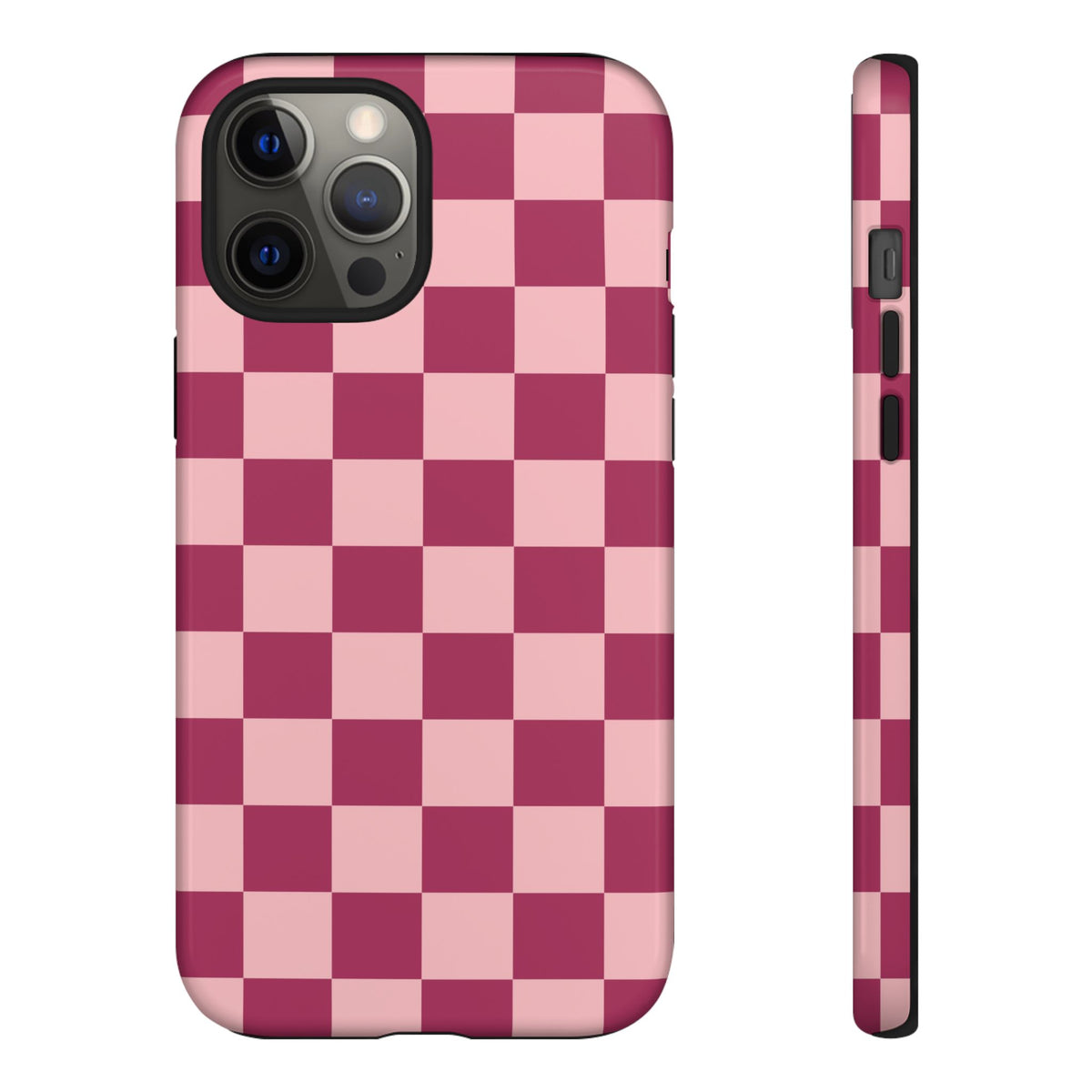 Pink Checked Pattern Phone Case - Pink Phone Case - iPhone 12 Pro Max / Glossy