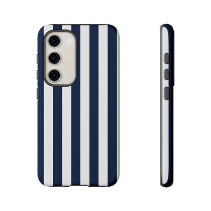 Samsung Galaxy S23 / Glossy Phone Case - Simple Dark Blue & White Stripe Pattern Phone Case