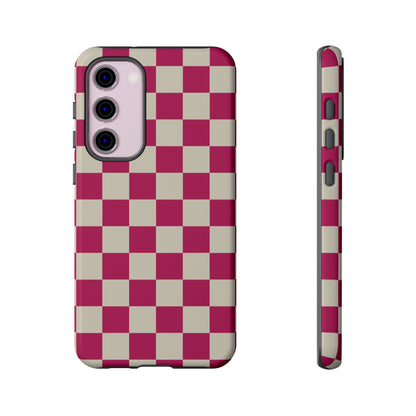 Samsung Galaxy S23 Plus / Glossy Phone Case - ’Pink & White Checkered Pattern’ Phone Case