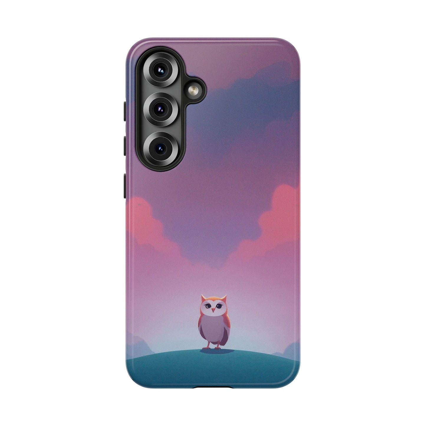 Samsung Galaxy S25 / Glossy Phone Case - Watercolour Owl & Cloud Design Phone Case