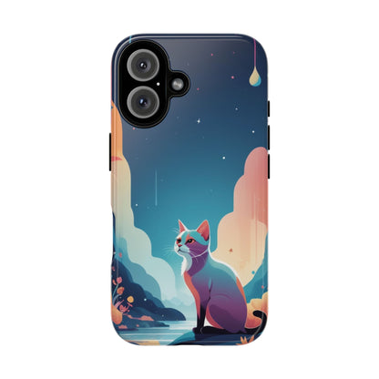 iPhone 16 / Glossy Phone Case - Stylised Cat Design Phone Case