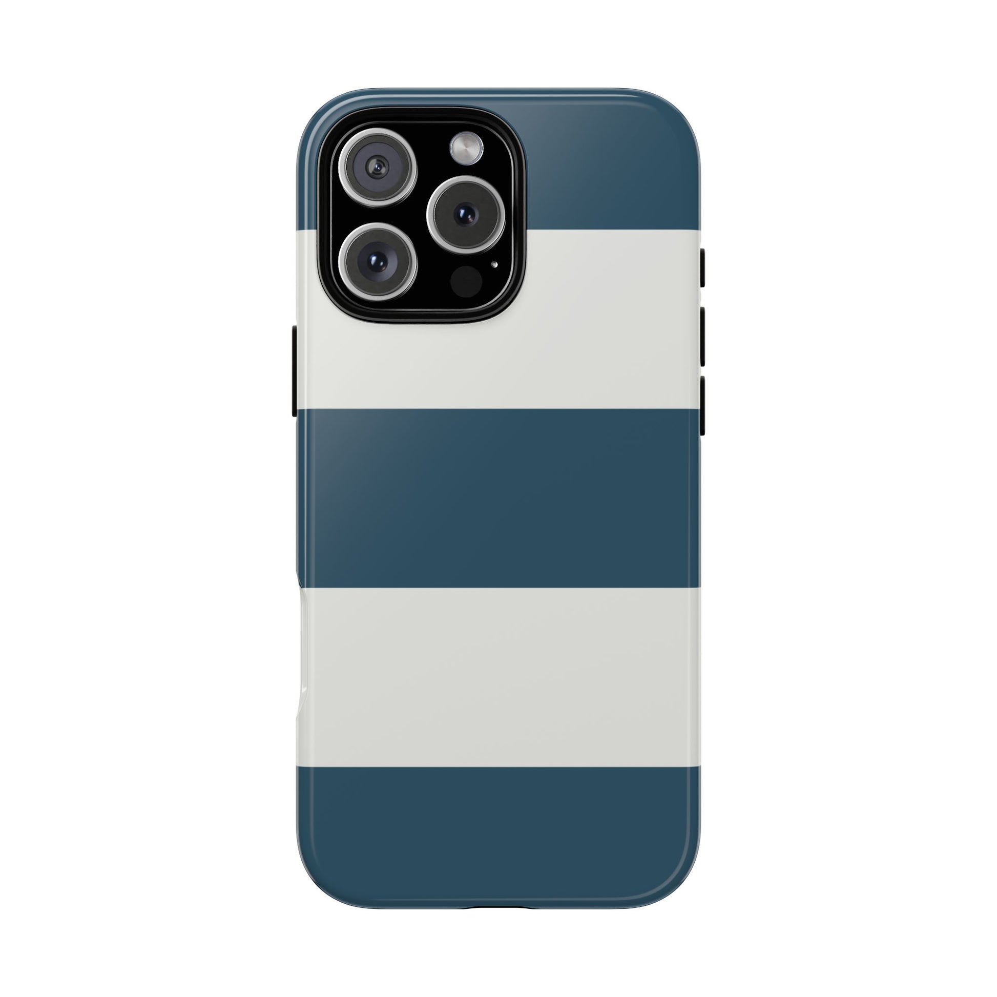 Blue & White Horizontal Stripe Pattern Phone Case - Blue Phone Case - iPhone 16 Pro Max / Glossy