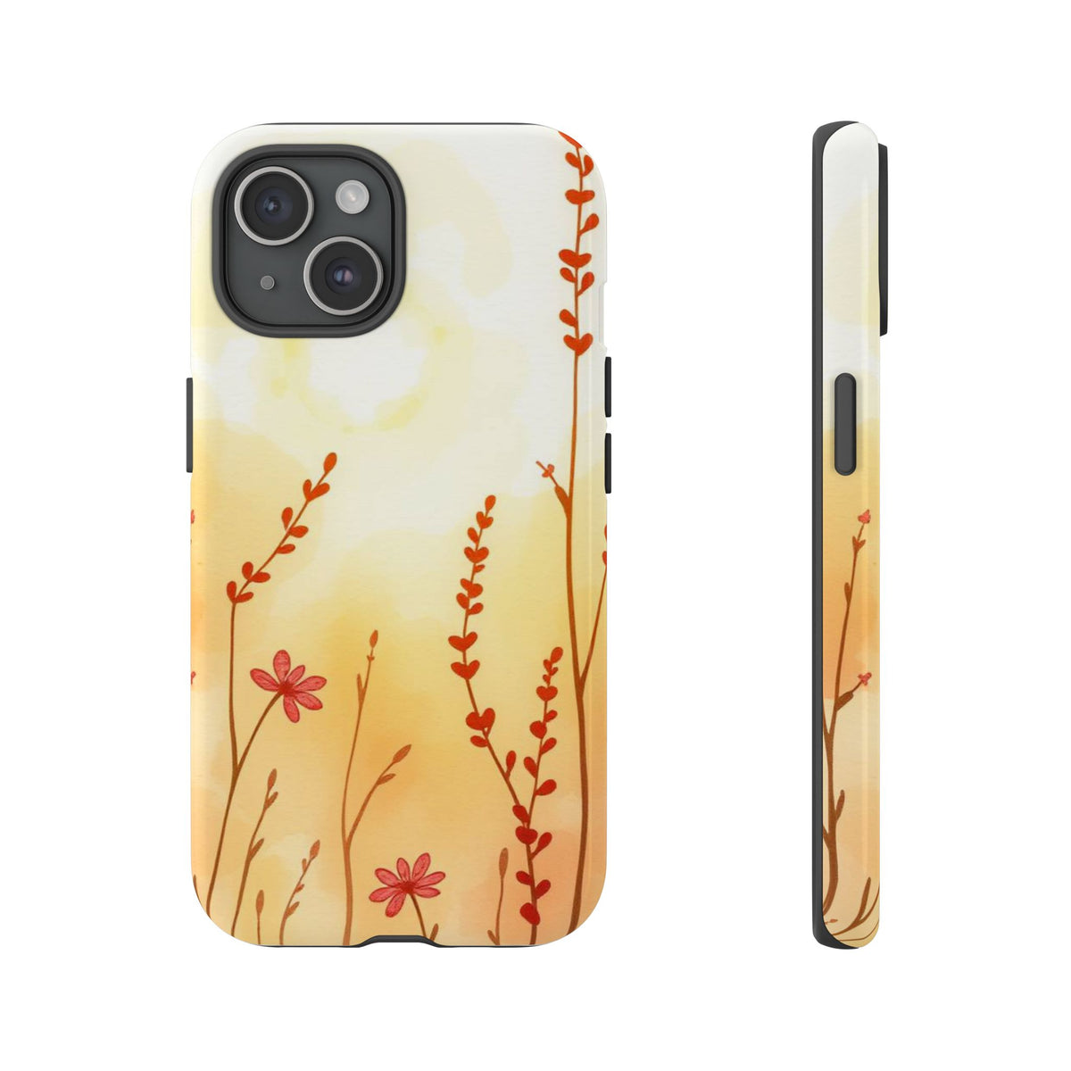Boho Chic Watercolour Wildflower Dusk Pattern Phone Case - Multicolor Phone Case - iPhone 15 / Glossy