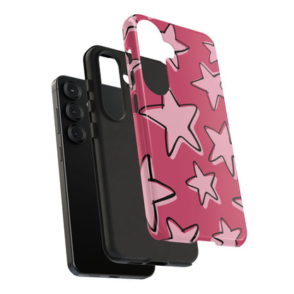 Raspberry Pink Doodle Star Phone Case