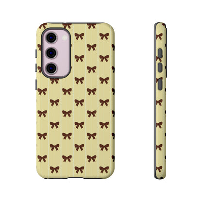 Retro Chocolate Brown Bow Pattern Phone Case