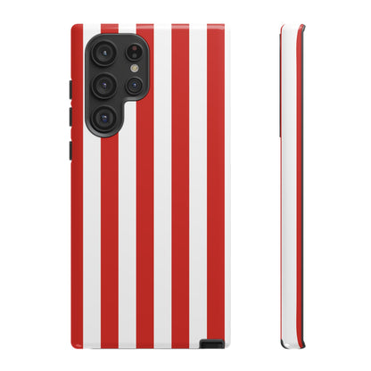 Samsung Galaxy S22 Ultra / Glossy Phone Case - Simple Dark Orange & White Stripe Pattern Phone Case