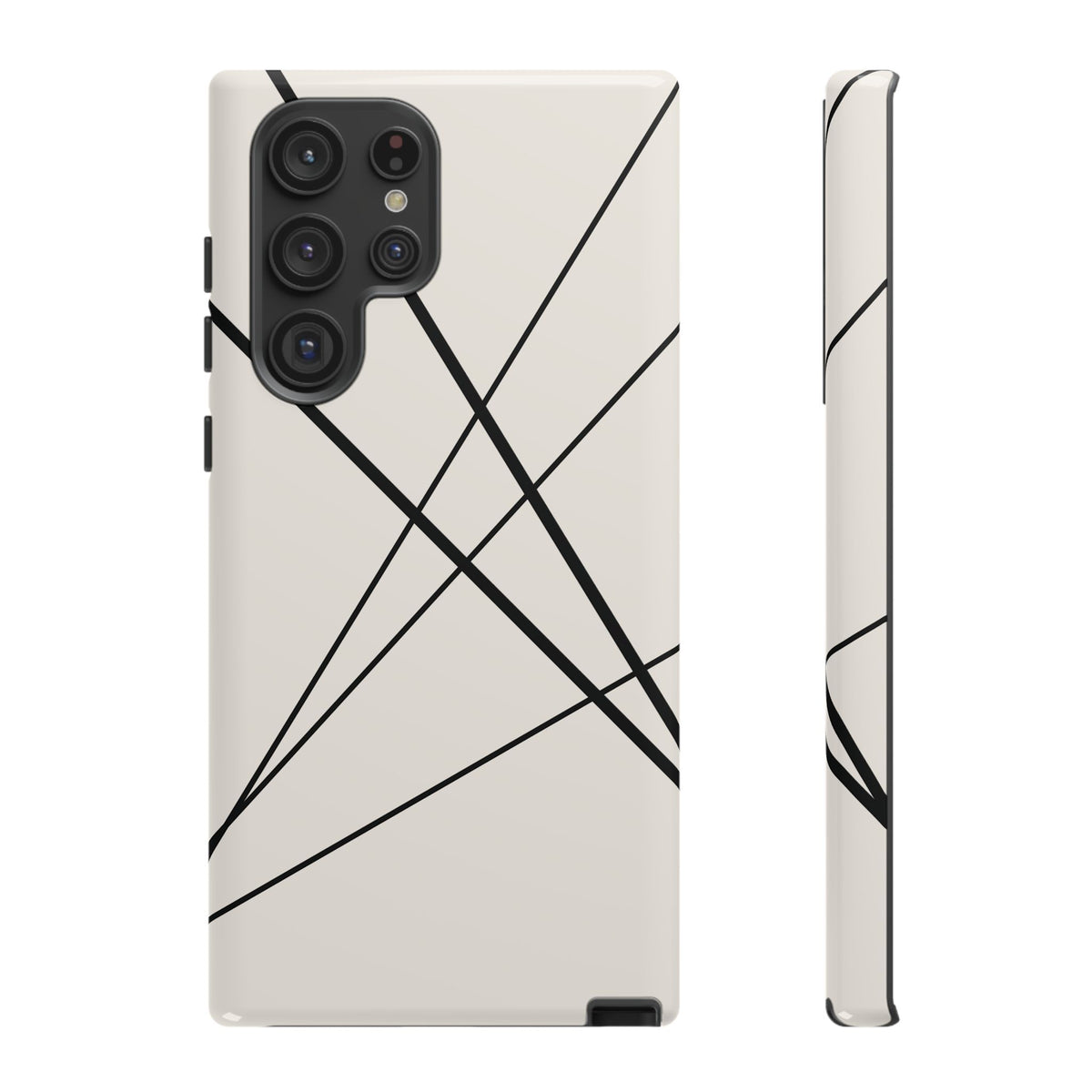 Abstract White with Black Lines Phone Case - White Phone Case - Samsung Galaxy S22 Ultra / Glossy