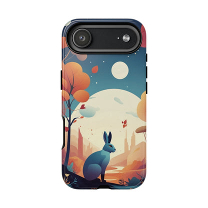 iPhone 17 Air / Glossy Phone Case - Stylised Blue Hare Design Phone Case