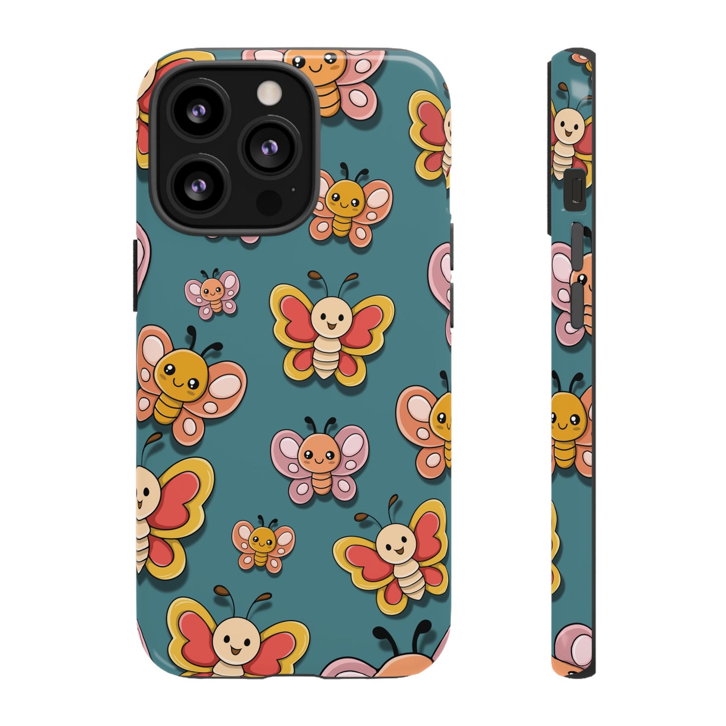 Blue Butterfly Sticker Design Phone Case - Blue Phone Case - iPhone 13 Pro / Glossy