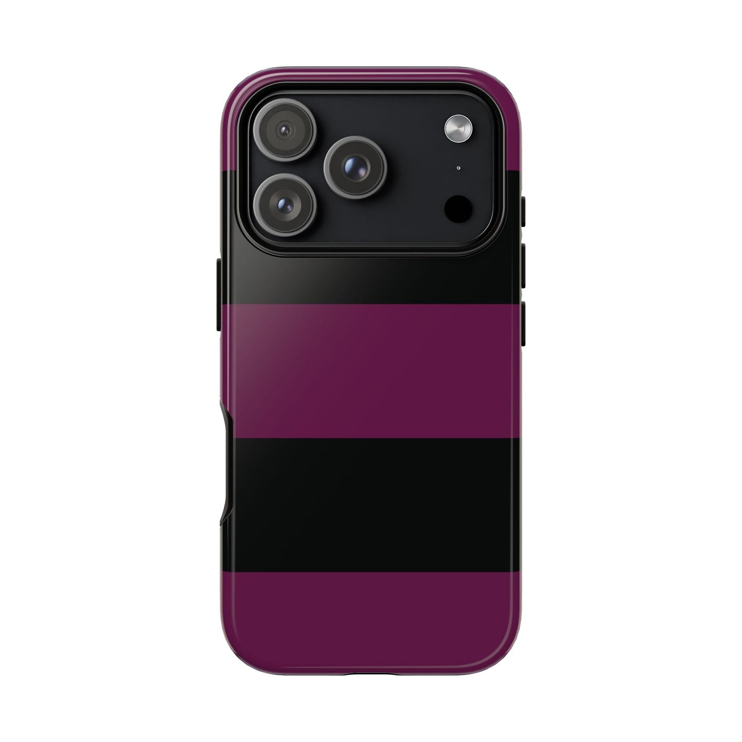 iPhone 17 Pro / Glossy Phone Case - Purple & Black Horizontal Stripe Pattern Phone Case