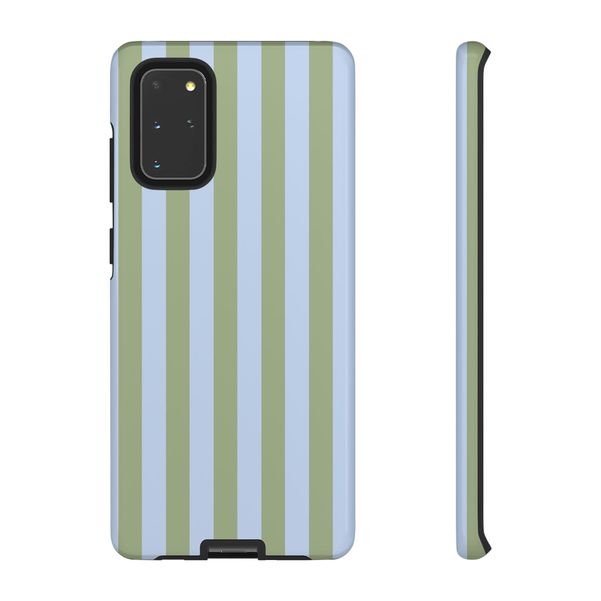 Samsung Galaxy S20+ / Glossy Phone Case - Trendy Ice Blue & Green Stripe Pattern Phone Case