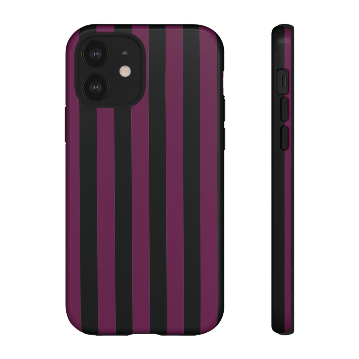 Trendy Plum & Black Stripe Pattern Phone Case - Purple Phone Case - iPhone 12 / Glossy
