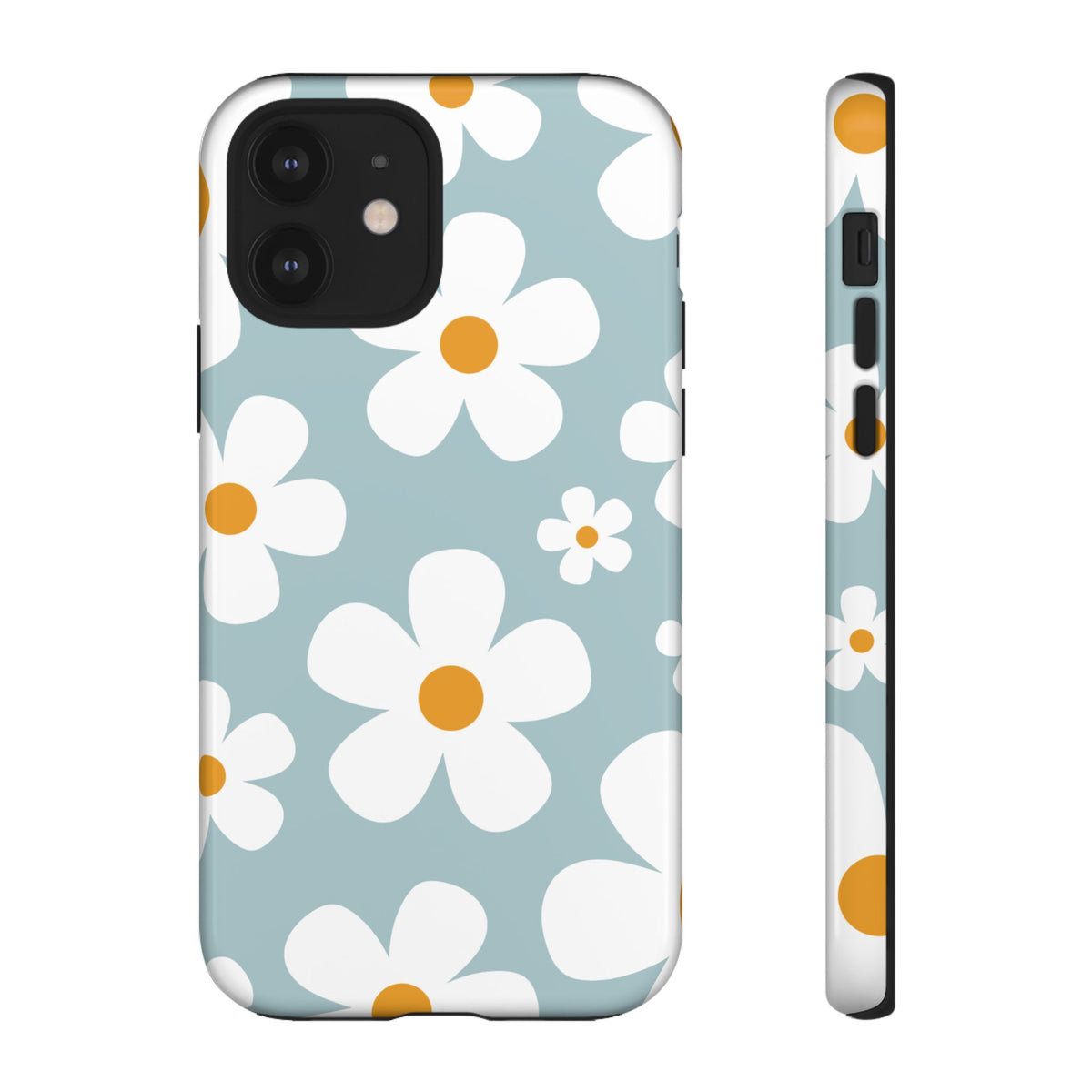 Cute Blue Daisy Pattern Phone Case - Blue Phone Case - iPhone 12 / Glossy
