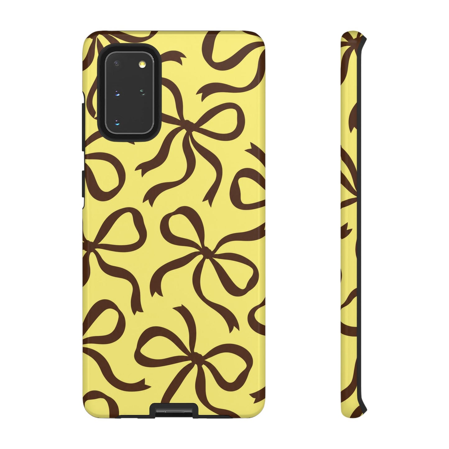 Bold Butter Yellow and Chocolate Brown Bow Pattern Phone Case