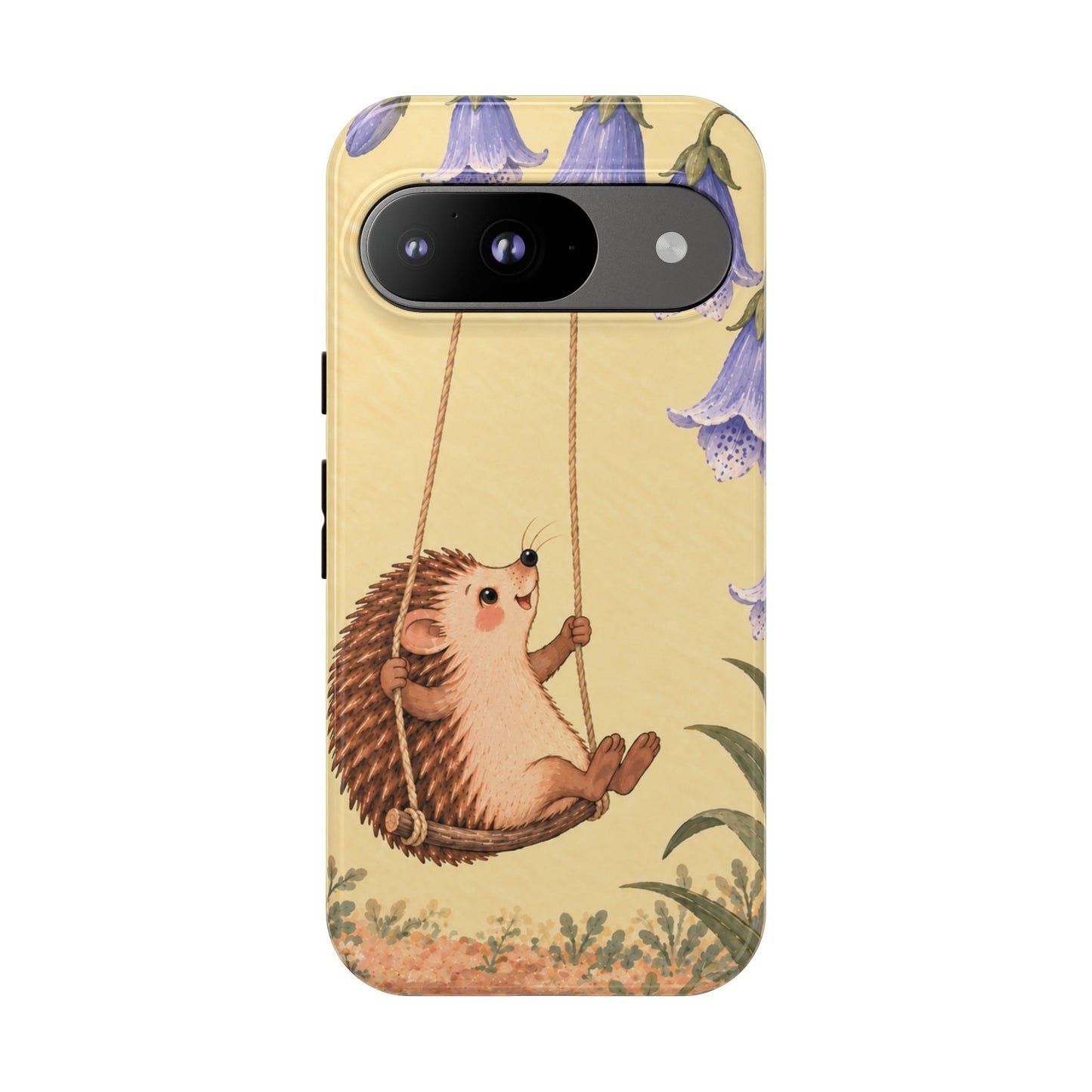 Whimsical Buttercream Hedgehog and Bluebell Phone Case - Yellow Phone Case - Google Pixel 9 / Glossy