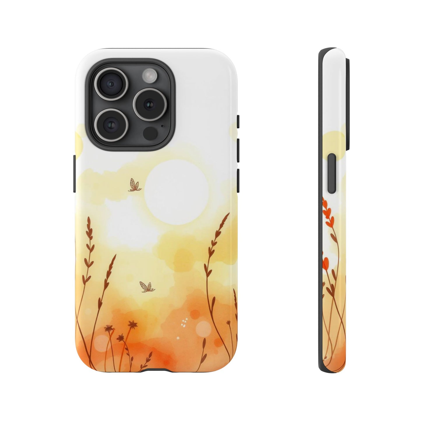 iPhone 15 Pro / Glossy Phone Case - Boho Chic Watercolour Wildflower Pattern Phone Case