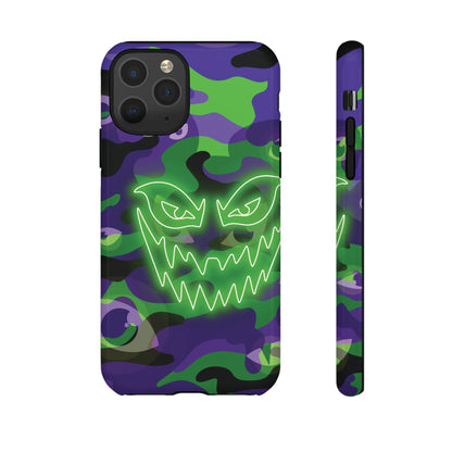 iPhone 11 Pro / Glossy Phone Case - Green & Purple Neon Face Camo Phone Case