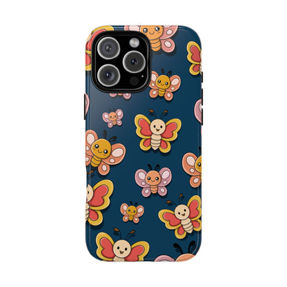 Dark Blue Butterfly Sticker Design Phone Case - Blue Phone Case - iPhone 16 Pro Max / Glossy