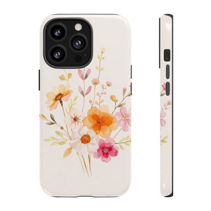 iPhone 13 Pro / Glossy Phone Case - Boho Chic Watercolour Flower Pattern Phone Case