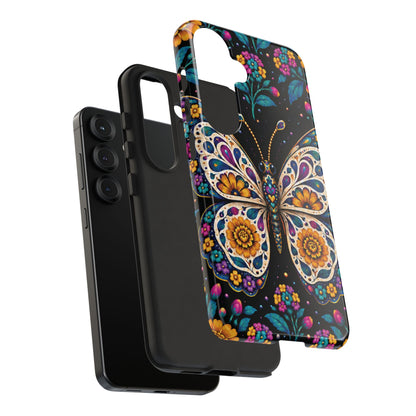 Vibrant Purple and Teal Calavera Butterfly Phone Case - Multicolor Phone Case