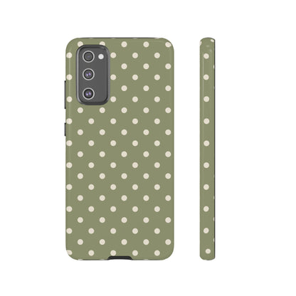 Samsung Galaxy S20 FE / Glossy Phone Case - ’Green & White Dot Pattern’ Phone Case