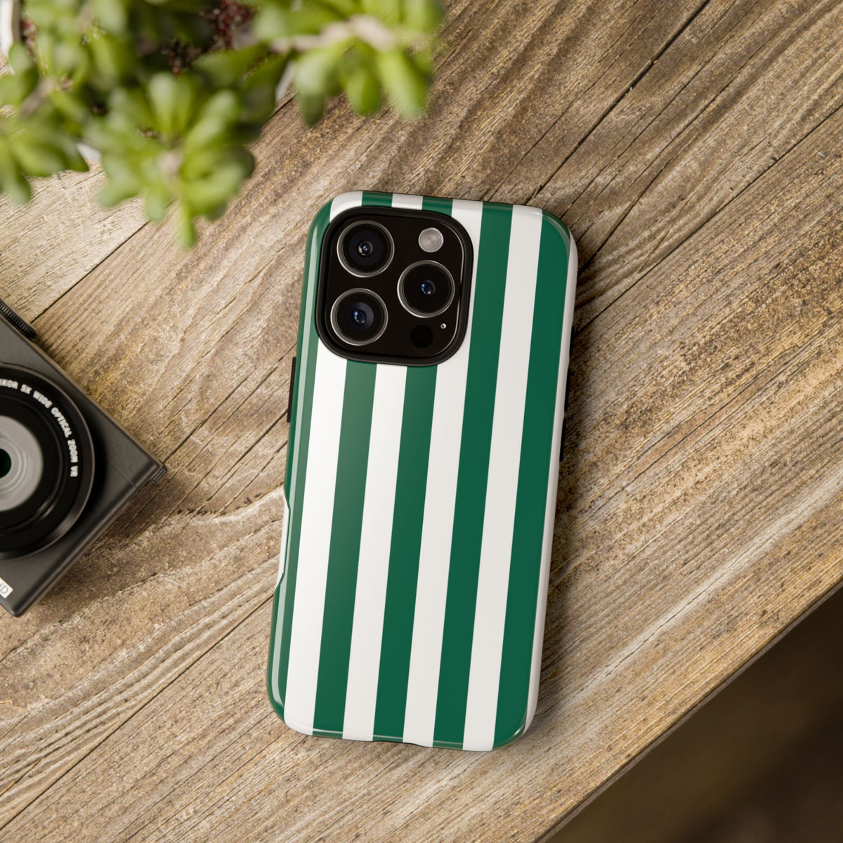 Simple Green & White Stripe Pattern Phone Case - Green Phone Case