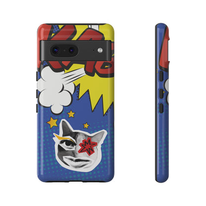 Google Pixel 7 / Glossy Phone Case - Bold Blue Pop Art Cat Phone Case