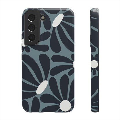 Retro Navy Blue & White Daisy Pattern Phone Case - Blue Phone Case - Samsung Galaxy S22 / Glossy