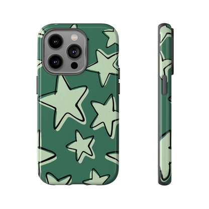 Forest Green Doodle Star Phone Case