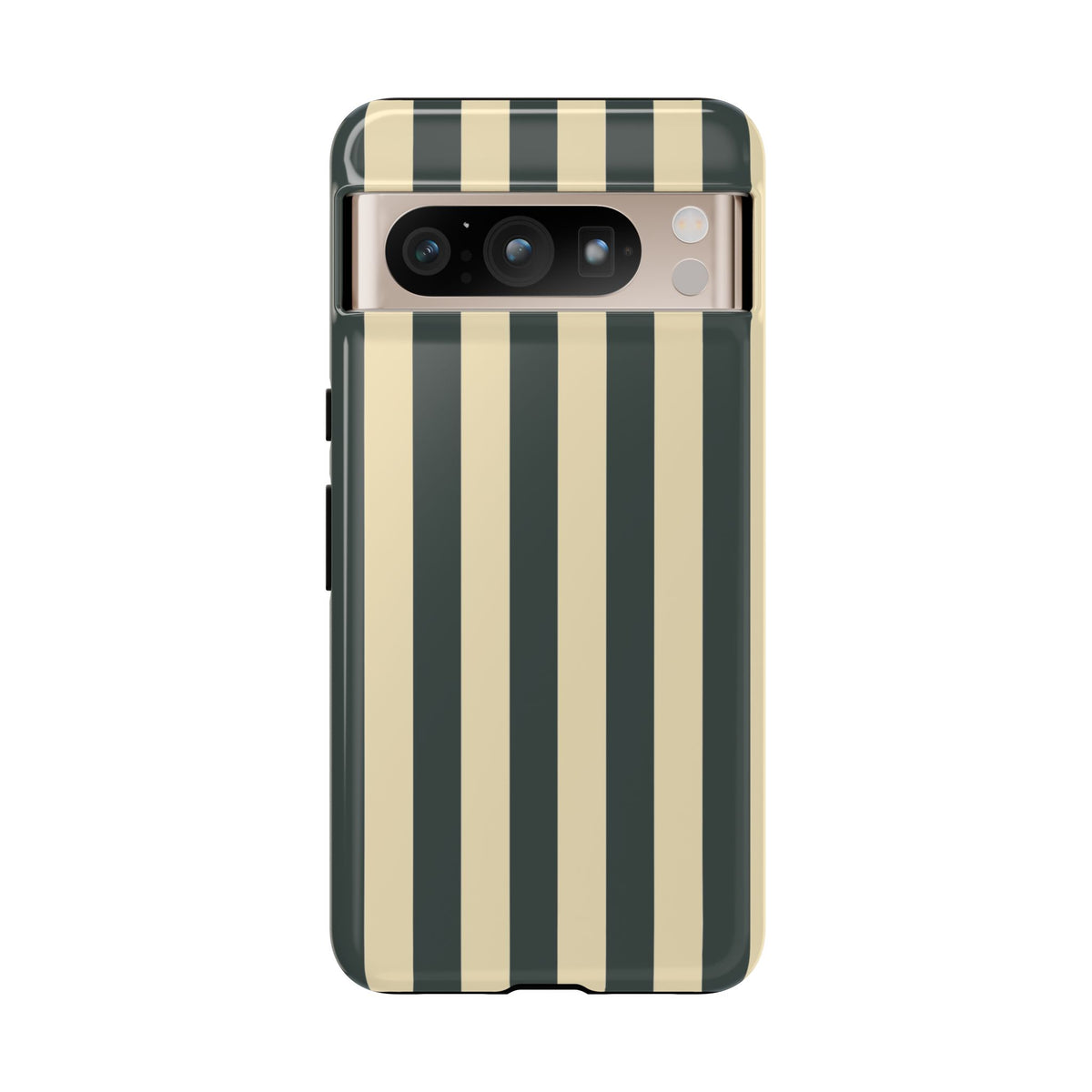 Green & Beige Stripe Pattern Phone Case - Green Phone Case - Google Pixel 8 Pro / Glossy