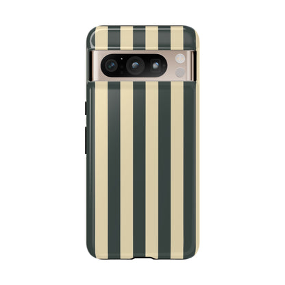 Green & Beige Stripe Pattern Phone Case - Green Phone Case - Google Pixel 8 Pro / Glossy