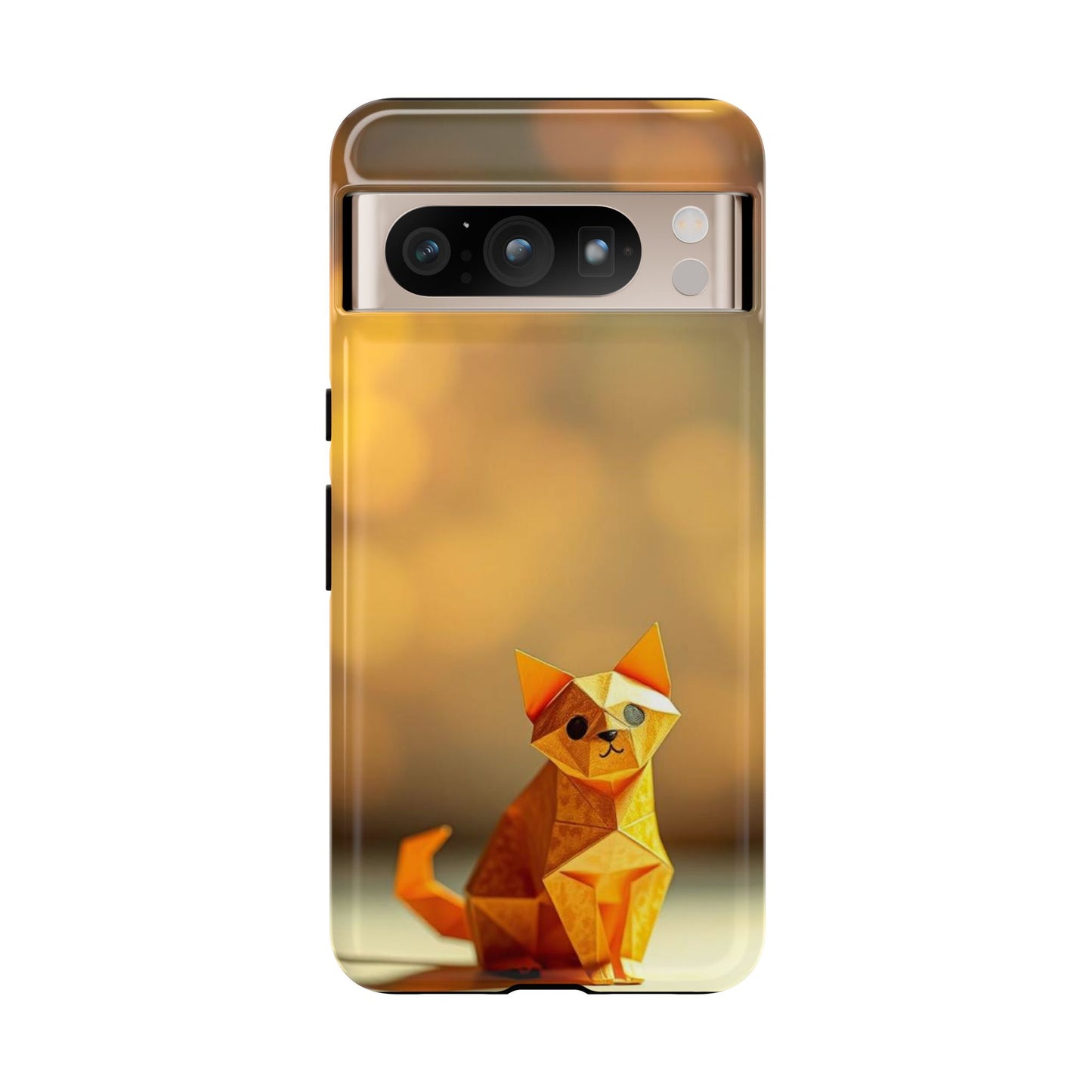 Google Pixel 8 Pro / Glossy Phone Case - Origami Cat Design Phone Case