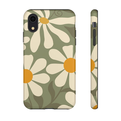 Retro Green Daisy Pattern #2 Phone Case - Green Phone Case - iPhone XR / Glossy