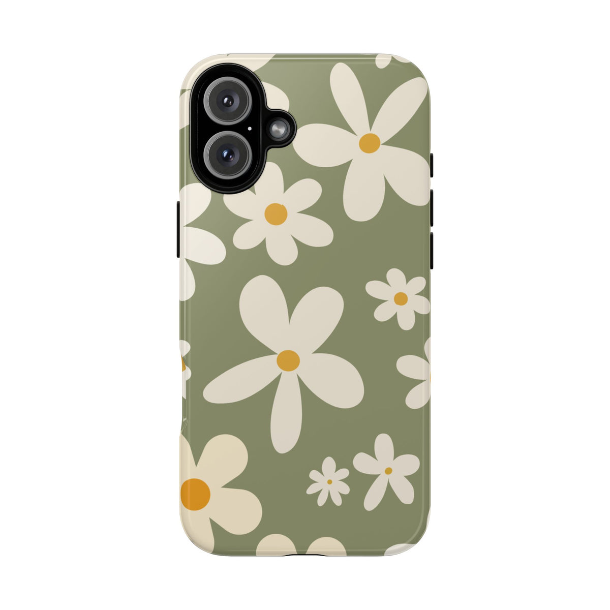 Chic Green Daisy Pattern Phone Case - Green Phone Case - iPhone 16 Plus / Glossy