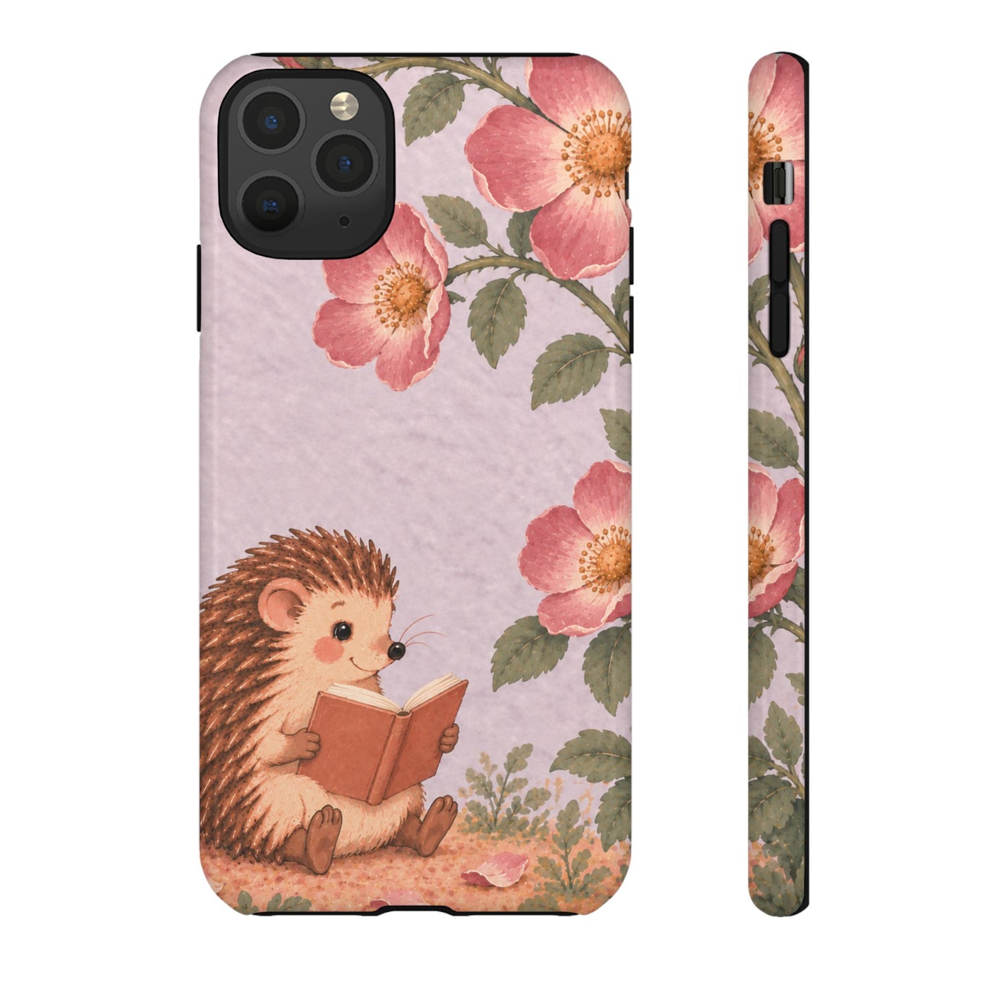 Whimsical Lilac Hedgehog and Wild Rose Phone Case - Purple Phone Case - iPhone 11 Pro Max / Glossy