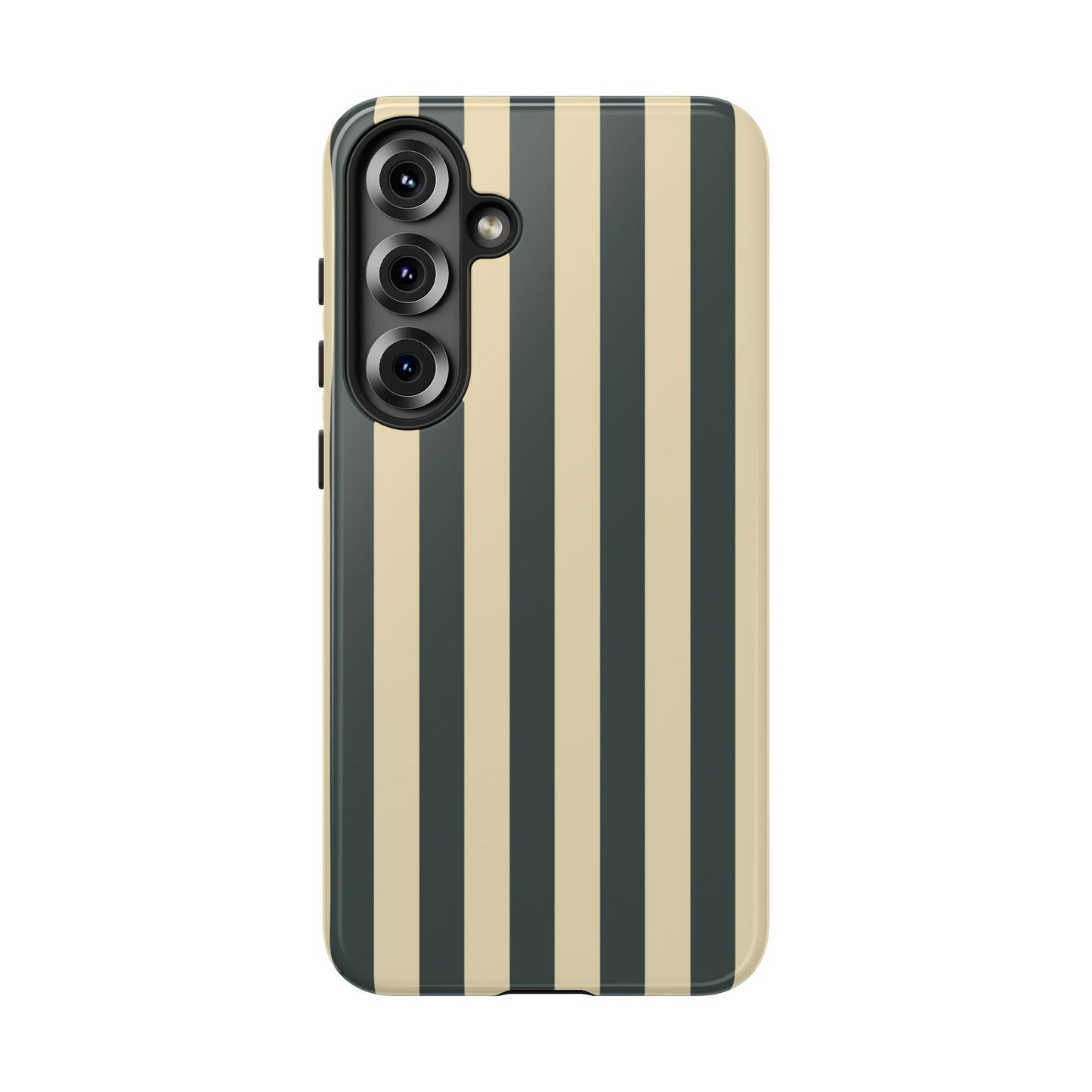 Samsung Galaxy S25 Plus / Glossy Phone Case - ’Green & Beige Stripe Pattern’ Phone Case