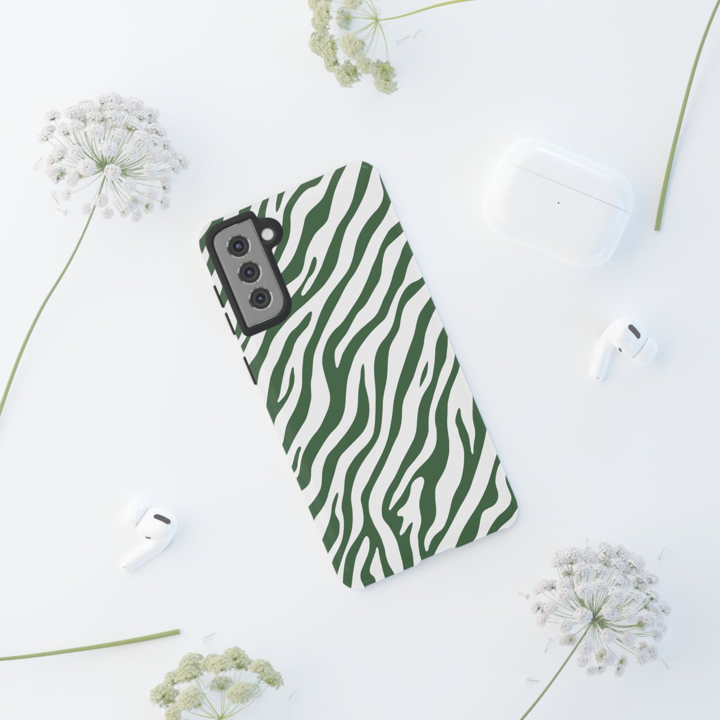 Stylish Sage Zebra Print Phone Case