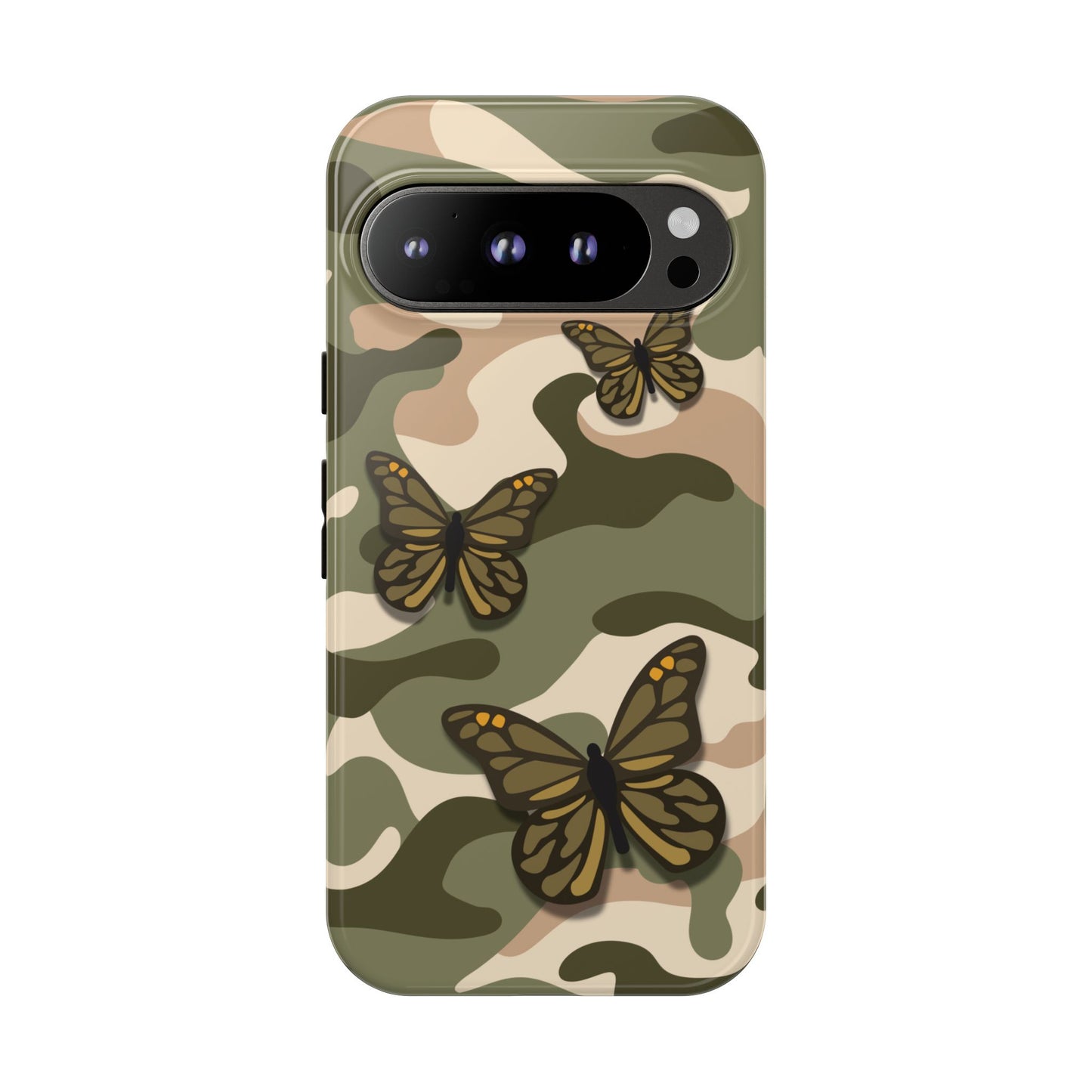 Google Pixel 9 Pro / Glossy Phone Case - Green Butterfly Camo Phone Case