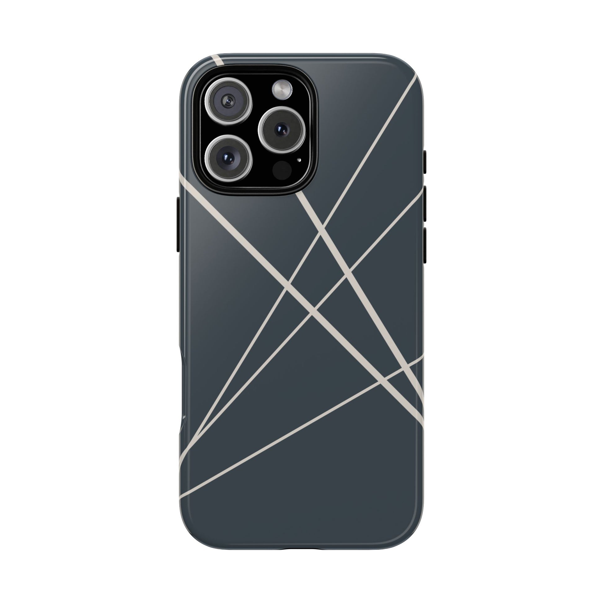 Abstract Blue with Beige Lines Phone Case - Blue Phone Case - iPhone 16 Pro Max / Glossy