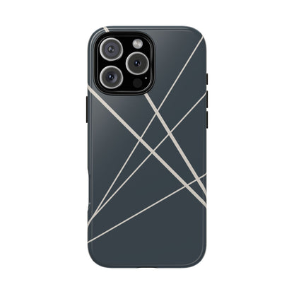 iPhone 16 Pro Max / Glossy Phone Case - Abstract Blue with Beige Lines Phone Case