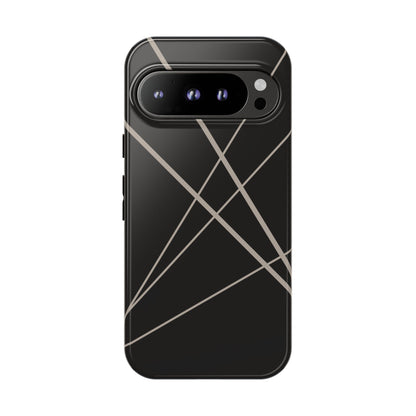 Google Pixel 9 Pro / Glossy Phone Case - Abstract Black with Grey Lines Phone Case