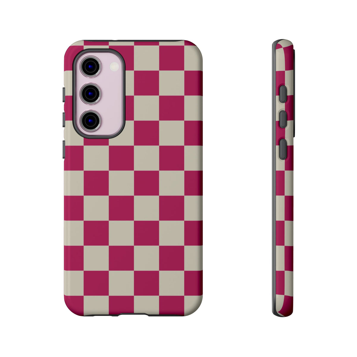 Pink & White Checked Pattern Phone Case - Pink Phone Case - Samsung Galaxy S23 Plus / Glossy