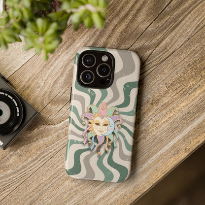 Phone Case - Sun & Moon Jester Mask – Green Retro Wave Phone Case