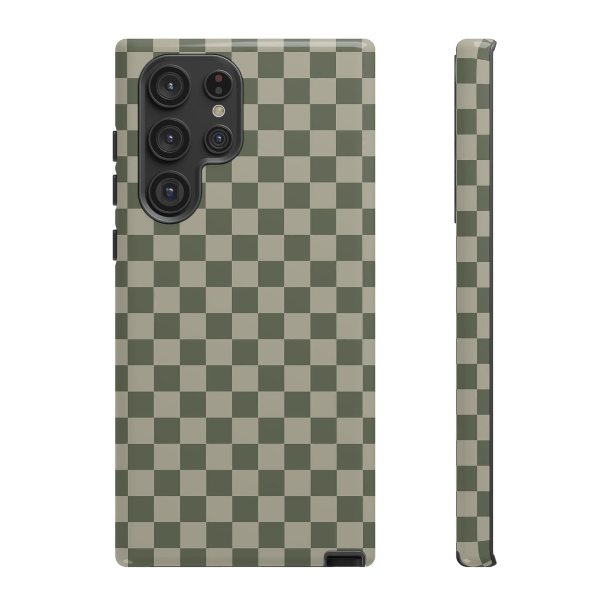 Bold Olive Green Checked Pattern Phone Case - Green Phone Case - Samsung Galaxy S22 Ultra / Glossy
