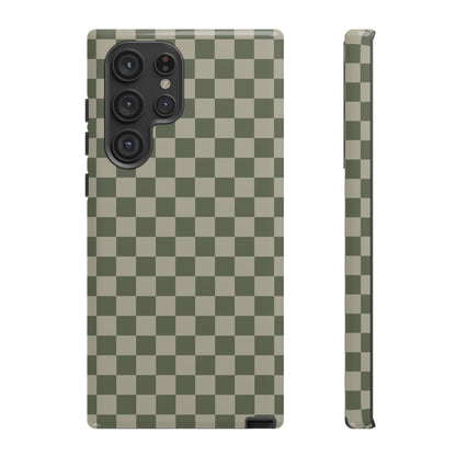 Bold Olive Green Checked Pattern Phone Case - Green Phone Case - Samsung Galaxy S22 Ultra / Glossy