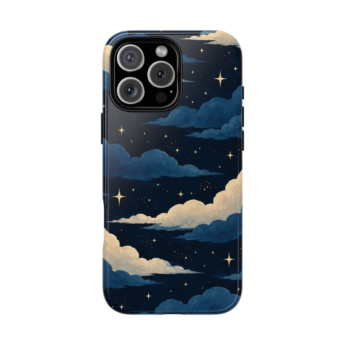Illustrated Navy Blue Clouds & Stars Phone Case