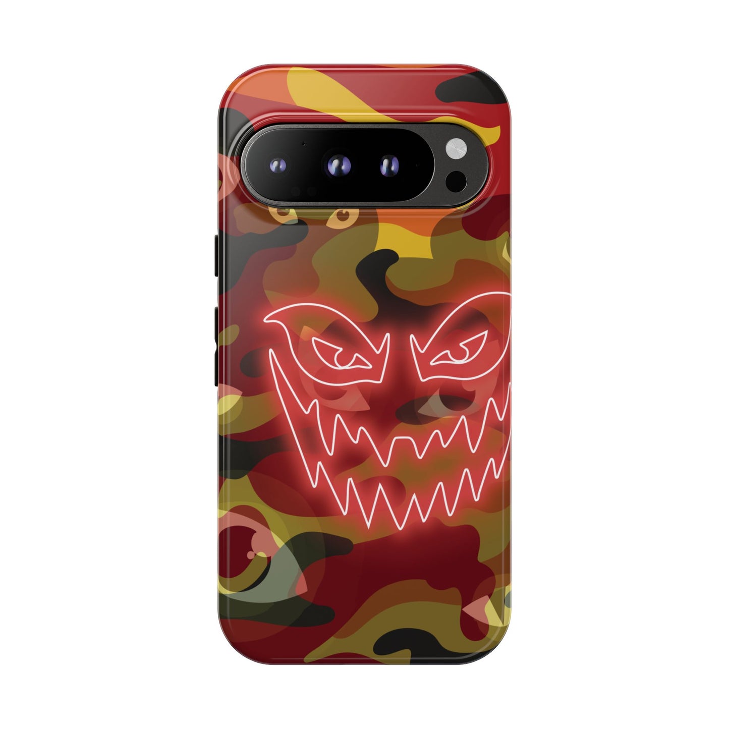 Inferno Neon Face Camo Phone Case - Red Phone Case - Google Pixel 9 Pro / Glossy