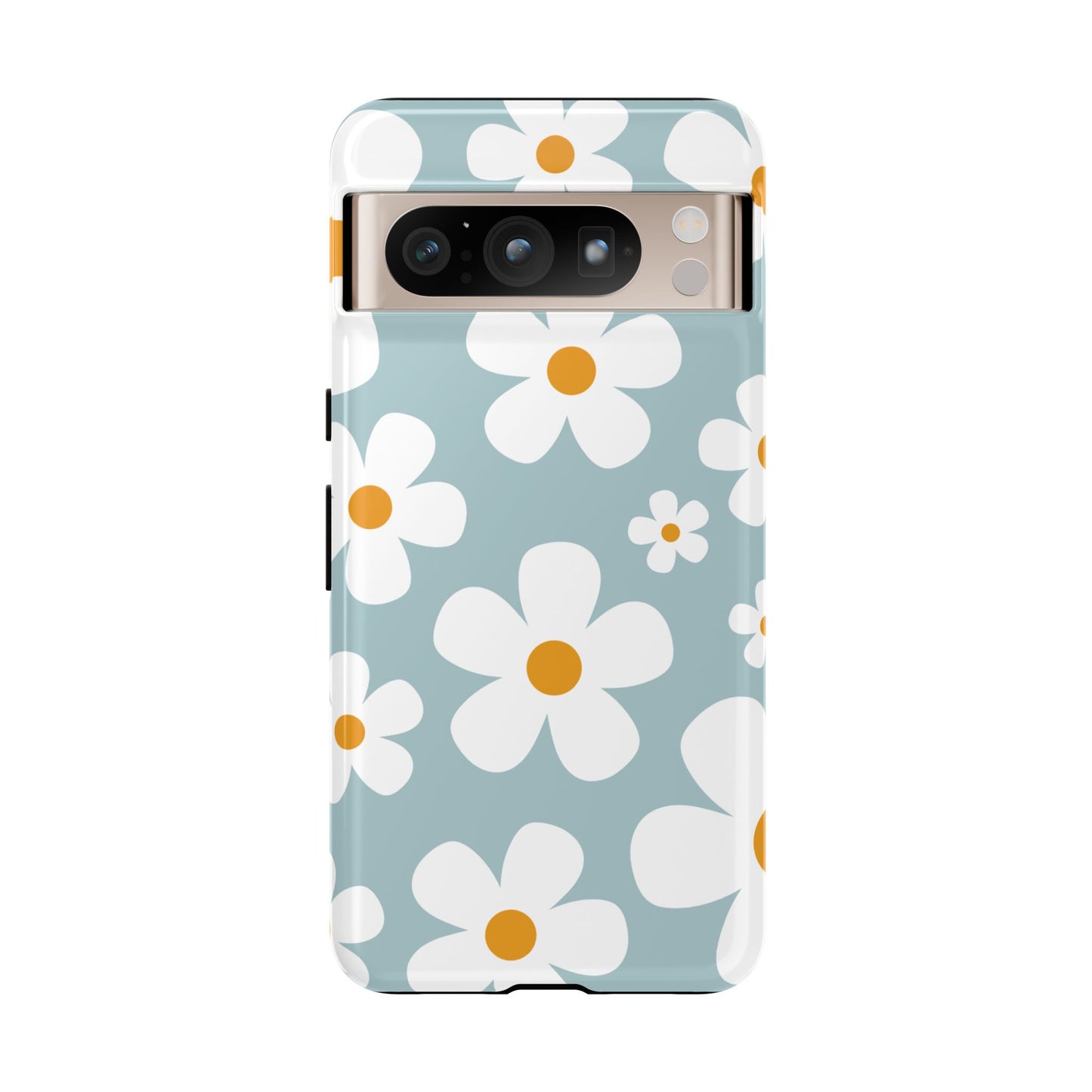 Google Pixel 8 Pro / Glossy Phone Case - ’Blue Daisy Pattern’ Phone Case