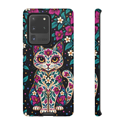 Vibrant Purple and Teal Calavera Cat Phone Case - Multicolor Phone Case - Samsung Galaxy S20 Ultra / Glossy