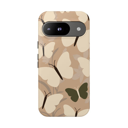 Google Pixel 9 / Glossy Phone Case - Minimalist Beige Butterfly Pattern Phone Case